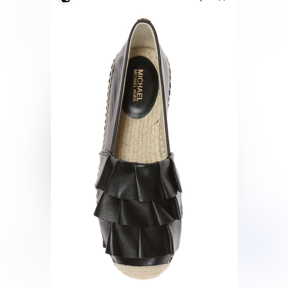 Michael‎ Kors bella top ruffle Black Espadrille Flats